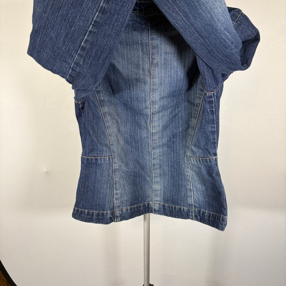 Old Navy Womens Medium Y2K 2001 Denim Jacket Cotton Classic Fitted Preppy Girly - Picture 5 of 8